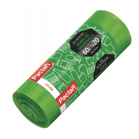 Worki na śmieci - PACLAN 60L - 20 szt - zielone