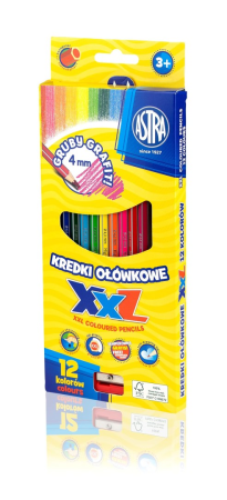 Kredki 12 ołówkowe Astra heksagonalne XXL grafit 4mm