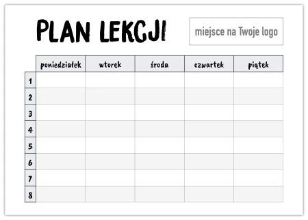 Plan lekcji A4 z Twoim logo