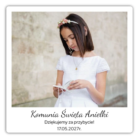 Magnes okolicznościowy z Twoim zdjęciem i napisem - podziękowanie Komunia