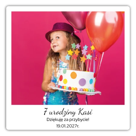 Magnes okolicznościowy z Twoim zdjęciem i napisem - podziękowanie urodziny