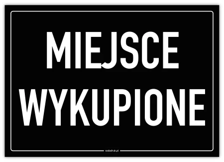 Miejsce zajęte - tabliczka na cmentarz