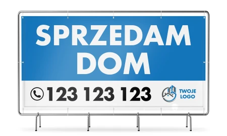 Baner SPRZEDAM DOM z logo - niebieski