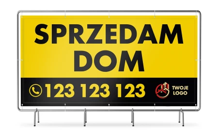 Baner SPRZEDAM DOM z logo - żółty