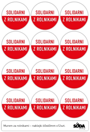 Solidarni z Rolnikami– naklejki 60x60mm x12szt.