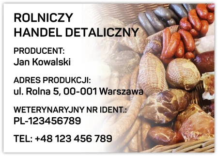 Rolniczy handel detaliczny, mięso i wędliny - tabliczka