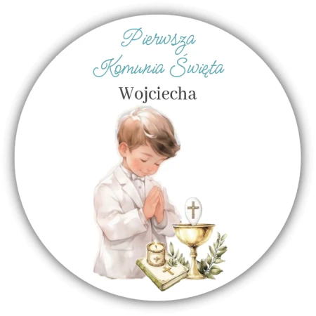 Naklejki z imieniem dziecka na Komunię Świętą - podziękowanie v1