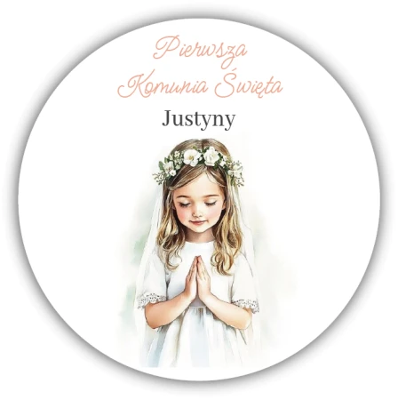 Naklejki z imieniem dziecka na Komunię Świętą - podziękowanie v2