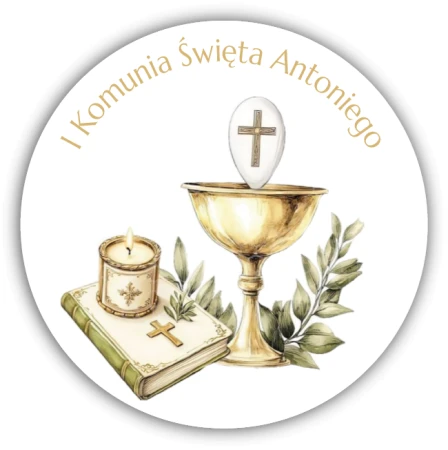 Naklejki z imieniem dziecka na Komunię Świętą - podziękowanie v3