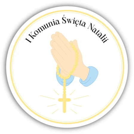 Naklejki z imieniem dziecka na Komunię Świętą - podziękowanie v6