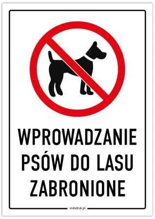 Wprowadzanie psów do lasu zabronione - tabliczka