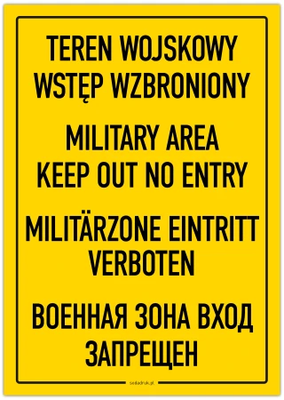 Teren wojskowy / Military area – tabliczka