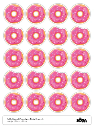 Naklejki pączki na Tłusty Czwartek – formatka