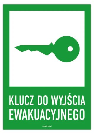 Klucz do wyjścia ewakuacyjnego - tabliczka