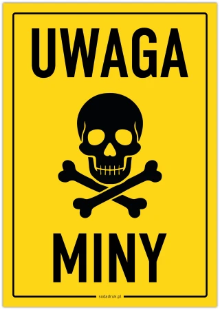 Uwaga miny – tabliczka ostrzegawcza