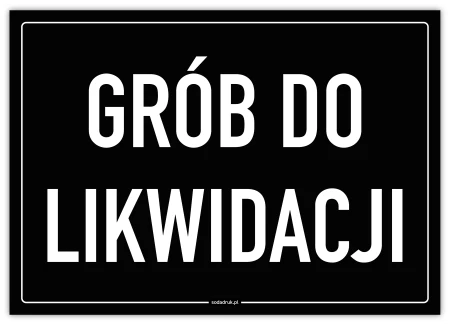 Grób do likwidacji - tabliczka na cmentarz