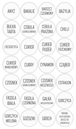 Etykiety samoprzylepne na przyprawy – zestaw przezroczysty
