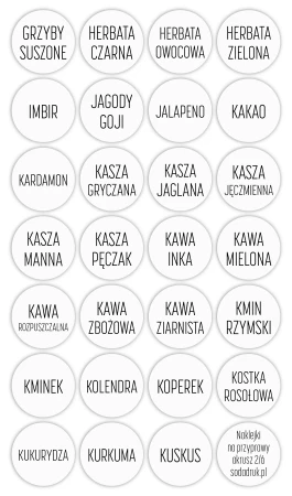 Etykiety samoprzylepne na przyprawy – zestaw przezroczysty