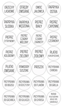 Etykiety samoprzylepne na przyprawy – zestaw przezroczysty