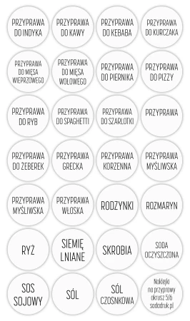 Etykiety samoprzylepne na przyprawy – zestaw przezroczysty