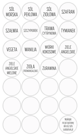 Etykiety samoprzylepne na przyprawy – zestaw przezroczysty