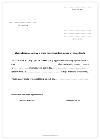 Wypowiedzenie umowy o pracę z zachowaniem okresu wypowiedzenia
