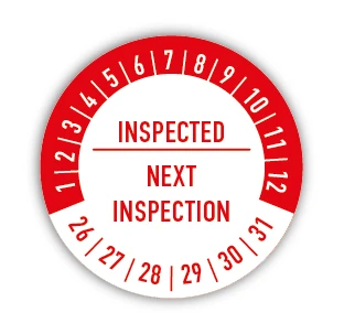 Przejdź do produktu Naklejka inspekcyjna, kontrolka, fi40mm czerwone EN