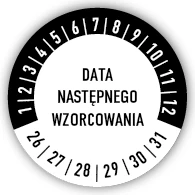Przejdź do produktu Naklejka inspekcyjna, data następnego wzorcowania fi30mm
