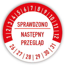 Naklejka inspekcyjna, kontrolka fi40mm czerwone