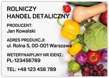 Rolniczy handel detaliczny, warzywa - tabliczka