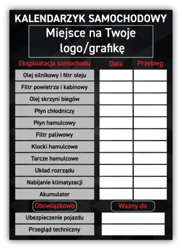 Przejdź do produktu Kalendarzyk samochodowy - ulotka A6