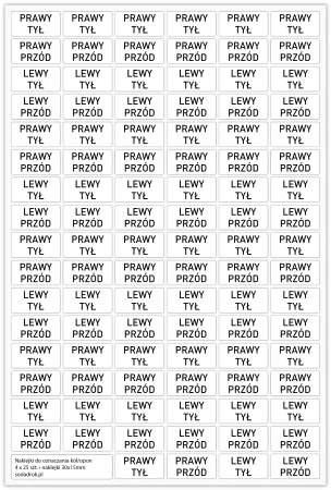 Naklejki do oznaczania kół/opon, naklejki 30x15mm, 100szt.