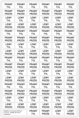 Przejdź do produktu Naklejki do oznaczania kół/opon, naklejki 30x15mm, 100szt.