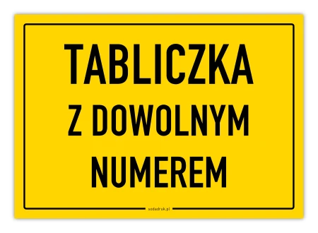 TWÓJ DOWOLNY NUMER tabliczka personalizowana