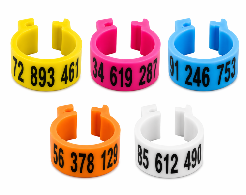 Przejdź do produktu Znaczniki dla gołębi z numerem telefonu, średnica 8mm, wysokosć: 5mm