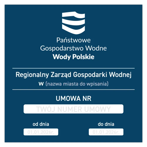 Przejdź do produktu Państwowe Gospodarstwo Wodne - tabliczka z numerem umowy