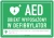 Naklejka defibrylator AED z miejscem do wpisania lokalizacji – zielona