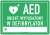 Naklejka defibrylator AED z miejscem do wpisania lokalizacji – zielona