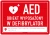 Naklejka defibrylator AED z miejscem do wpisania lokalizacji – czerwona