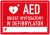 Naklejka defibrylator AED z miejscem do wpisania lokalizacji – czerwona