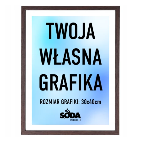 Plakat w ramie z własną grafiką - 30x40cm - wenge / ciemny brąz