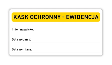 Kask ochronny - naklejka ewidencyjna