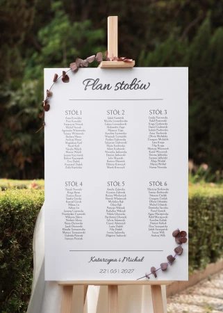 Tablica pcw z planem stołów na wesele - personalizowana