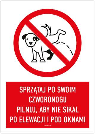 SPRZĄTAJ PO SWOIM CZWORONOGU – tabliczka