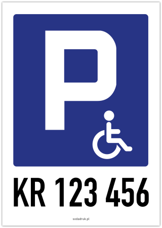 PARKING dla osób niepełnosprawnych z numerem rejestracyjnym – tabliczka