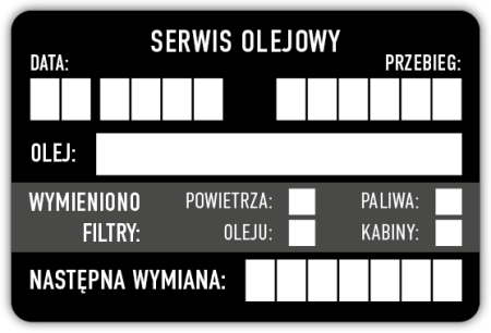 Serwis olejowy – naklejka 90x60mm