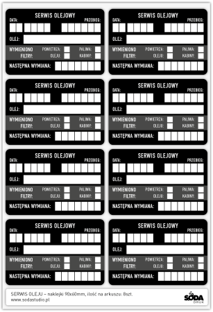 Serwis olejowy – naklejki 90x60mm