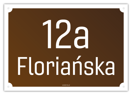 tabliczka na dom z numerem i nazwą ulicy – brązowa