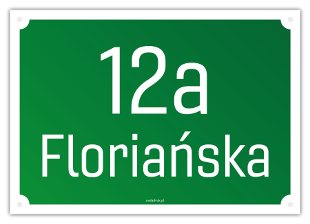 Tabliczka z numerem domu i nazwą ulicy na dom – zielona