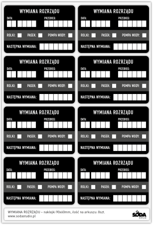 Wymiana rozrządu – naklejki 90x60mm